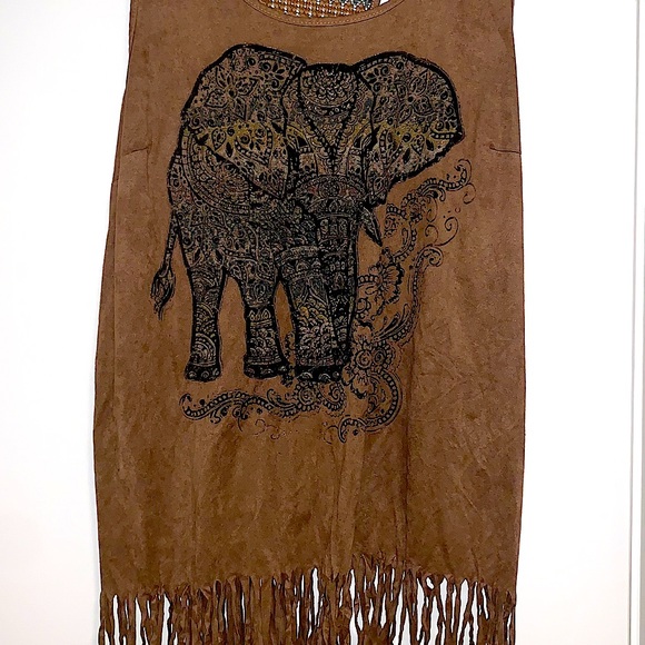 Maurices Tops - Boho fringed elephant tee